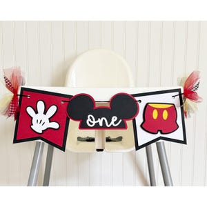 Mickey High Chair Banner|Mickey Banner|Birthday Banner|Personalized Birthday Decor|Mickey Party|Kids Birthday Party