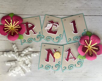 Hawaiian Personalized Birthday Banner|Luau Birthday Banner|Happy Birthday Banner Hawaiian Luau|Hawaiian Luau Party|Birthday Party Banner