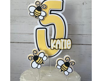 Bee Birthday Cake Topper|Personalized Bee Cake Topper|Happy Bee Day Topper|Bee Day Cake Topper|Bee Birthday Party|Sweet as can Bee Birthday