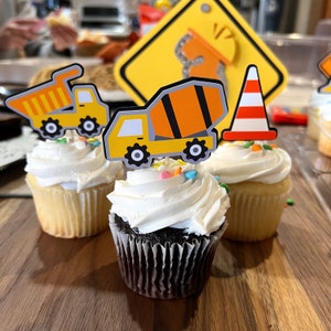 Construction Cupcake Toppers|Personalized Construction Cupcake Toppers|Construction Party|Construction Birthday| Dump Truck Birthday