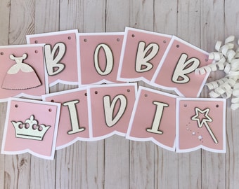 Princess Birthday Banner|Bibbidi Bobbidi Two|Princess Birthday Banner|2nd Birthday Banner|Princess Party|Cinderella Party Banner
