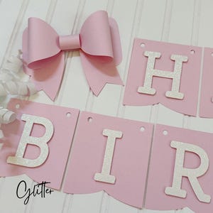 Pink Bow Birthday Banner|Happy Birthday Bow Banner|Bow 1st Birthday Banner|Bow Birthday Banner|Coquette Bow Birthday image 4