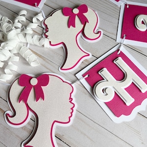 Pink Doll Happy Birthday Banner|Fashion Doll Party|Pink Doll Birthday|Pink Birthday Decor| Happy Birthday Banner|Pink Party Banner