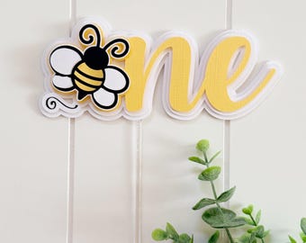 Bee Birthday Cake Topper|One Bee Cake Topper|One cake Topper|Bee Day Cake Topper|Happy Bee Day Cake Topper|First Bee Day Cake Topper