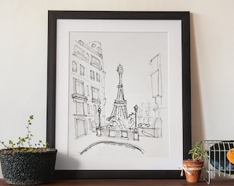 Paris Canvas Art Paris Wall Art Vintage Paris Wall D\u00e9cor Paris Black and White Print Paris Print