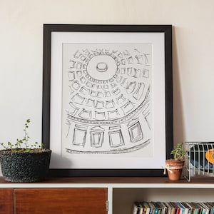 Rome Pantheon Sketch Art Print, Rome Print, Italy Wall Decor, Rome Gift, Art Gift, Architecture Gift, Gifts under 15, For Her, For Him