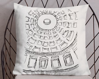 Rome Pantheon Line Art Pillow | Minimalist Italian Architecture Sketch Cushion