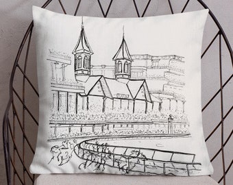 Louisville Churchill Downs Accent Pillow, Kentucky Derby Throw Pillow, Horse Race Decorative Pillow, Monochrome Decor, For Her, For Him