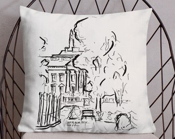 Washington DC White House Accent Pillow, DC Throw Pillow, White House Sketch Decorative Pillow, Boho Art Pillow, DC Gift, For Her, For Him