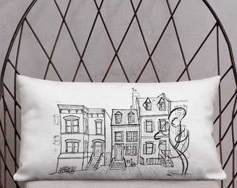 Washington DC Georgetown Accent Pillow, Georgetown House Throw Pillow, DC Decorative Pillow, Boho Art Pillow, DC Gift, For Her, For Him