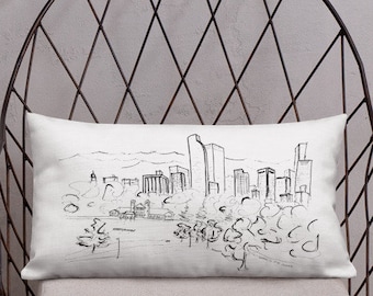 Denver Skyline Accent Pillow, Denver City Park Throw Pillow, Denver Decorative Pillow, Boho Art Pillow, Denver Gift, For Her, For Him