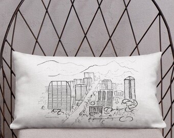 Phoenix Skyline Accent Pillow, Phoenix Throw Pillow, Arizona Decorative Pillow, Boho Art Pillow, Phoenix Gift, For Her, For Him