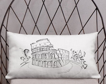 Rome Colosseum Accent Pillow, Rome Throw Pillow, Italy Decorative Pillow, Boho Art Pillow, Rome Gift, For Her, For Him