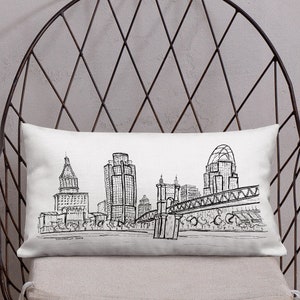 Cincinnati Skyline Accent Pillow, Cincinnati OH Throw Pillow, Downtown Cincy Decorative Pillow, Cincinnati Gift, For Her, For Him