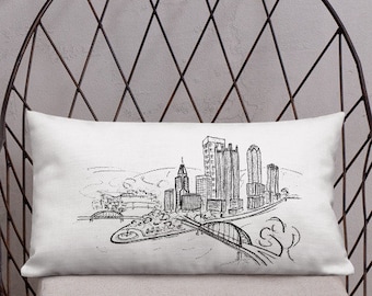 Pittsburgh Skyline Line Art Pillow | Minimalist PA Home Decor