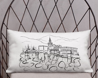 Granada Alhambra Accent Pillow, Granada Spain Throw Pillow, Granada Decorative Pillow, Boho Art Pillow, Granada Gift, For Her, For Him