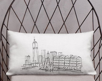 NYC Brooklyn Accent Pillow, Red Hook Brooklyn Throw Pillow, Brooklyn Decorative Pillow, Boho Art Pillow, Brooklyn Gift, For Her, For Him