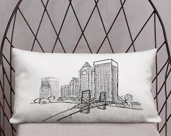 Jacksonville Skyline Accent Pillow, Jacksonville FL Throw Pillow, Jax Downtown Decorative Pillow, Jacksonville Gift, For Her, For Him
