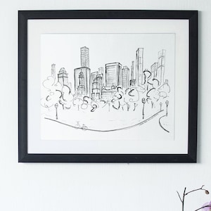 New York Central Park Sketch Art Print, NYC Skyline, Manhattan Decor, NYC Decor, NYC Gift, Art Gift, Gifts under 15, For Her, For Him