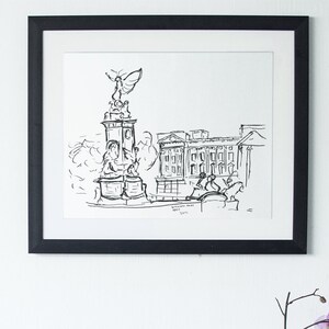 Buckingham Palace Sketch Art Print, London UK Print, London Sketch, London Gift, Art Gift, Gifts under 15, For Her, For Him