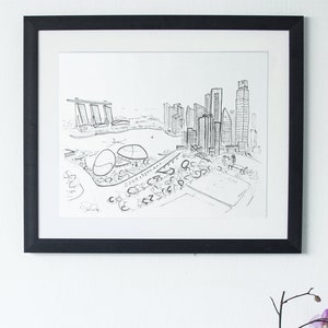 Singapore Bird&#39;s-Eye View Sketch Art Print, Singapore Art, Singapore Gift, Art Gift, Gifts under 15, For Her, For Him