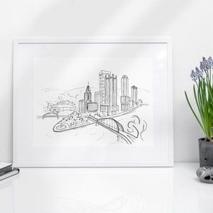 Pittsburgh Skyline Sketch Art Print, Golden Triangle Print, Architecture Sketch, Pittsburgh Gift, Art Gift, Gifts under 15, For Her, For Him image 2