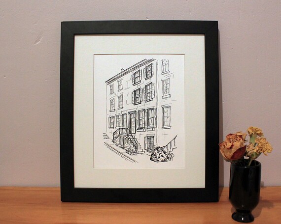 Philadelphia Sketch Art Print Row House Architecture Art Gift Housewarming Gift Wedding Party Gift Birthday Gift For Him For Her