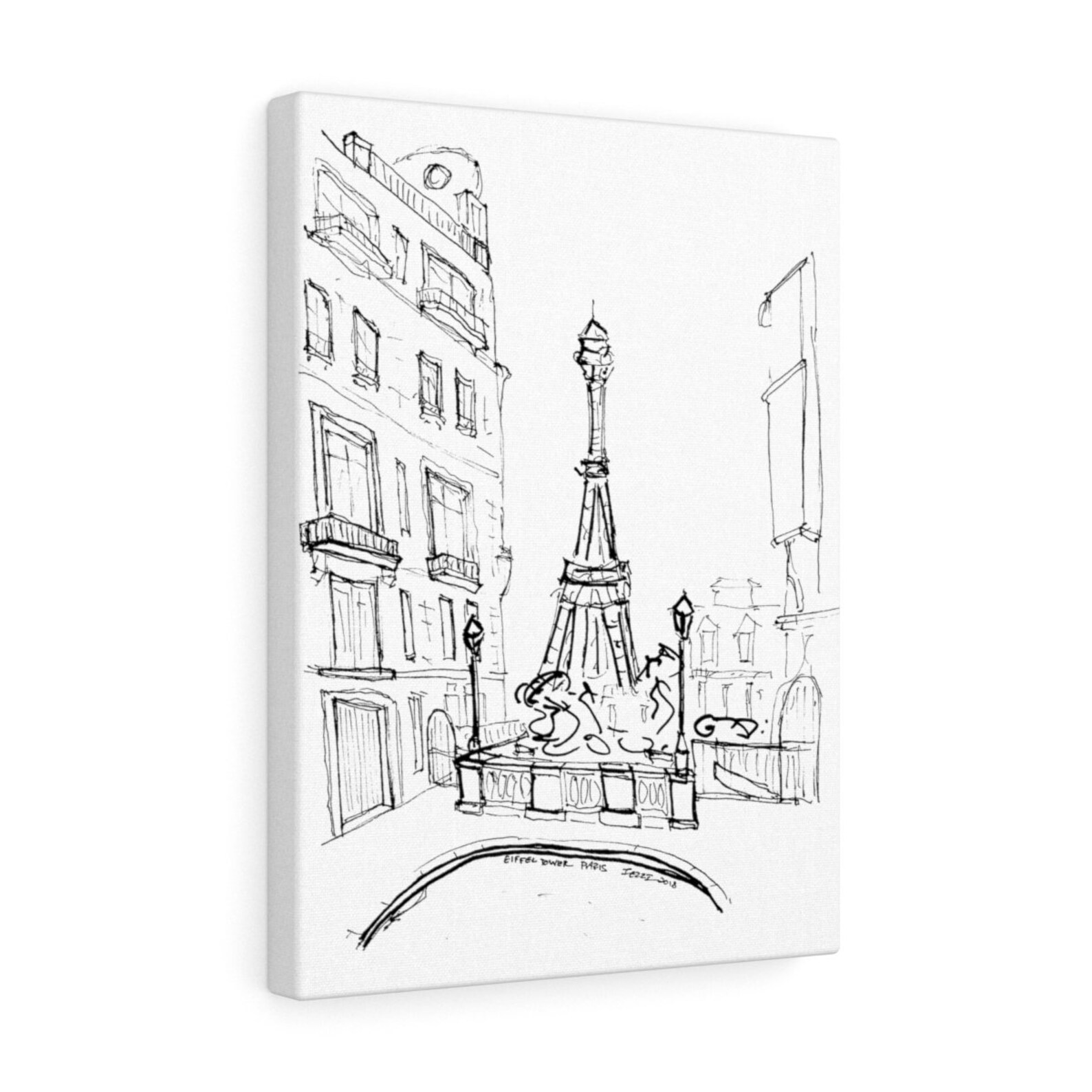 Paris Eiffel Tower Canvas Wall Art Paris Architecture Sketch Etsy