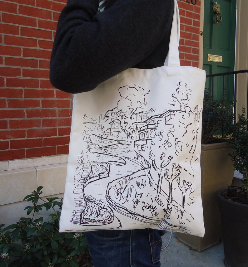 San Francisco Art Canvas Tote Bag With Pocket Lombard Street - Etsy