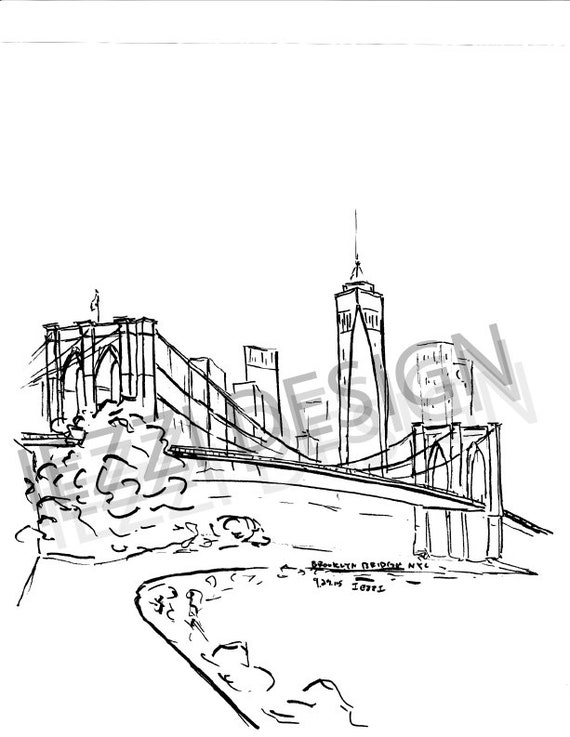 Brooklyn Bridge Simple Drawing