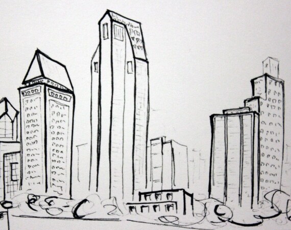 pic San Diego Skyline Drawing etsy
