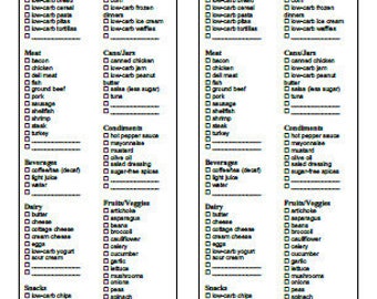 diabetic food diet grocery list 2 in 1 printable instant