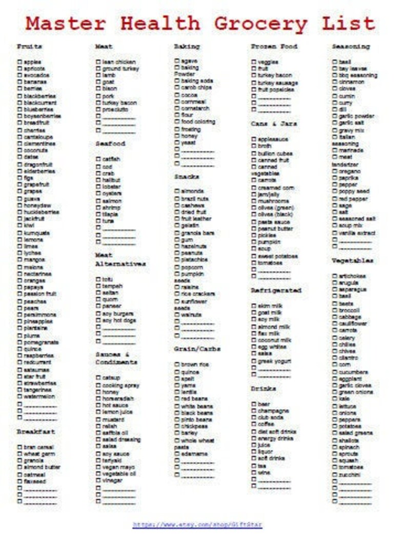 Grocery List Templates Ryans Marketing Blog Master Health Grocery 