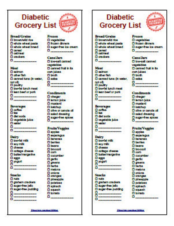 Printable Diabetic Food Lists