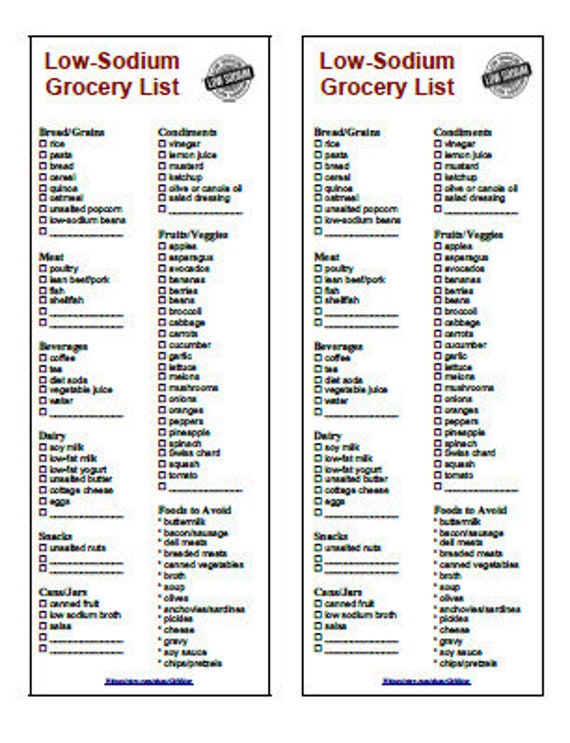 Low Sodium Diet Grocery List