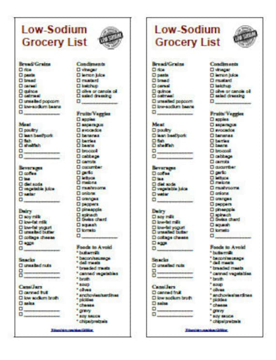 Low Sodium Diet Grocery List