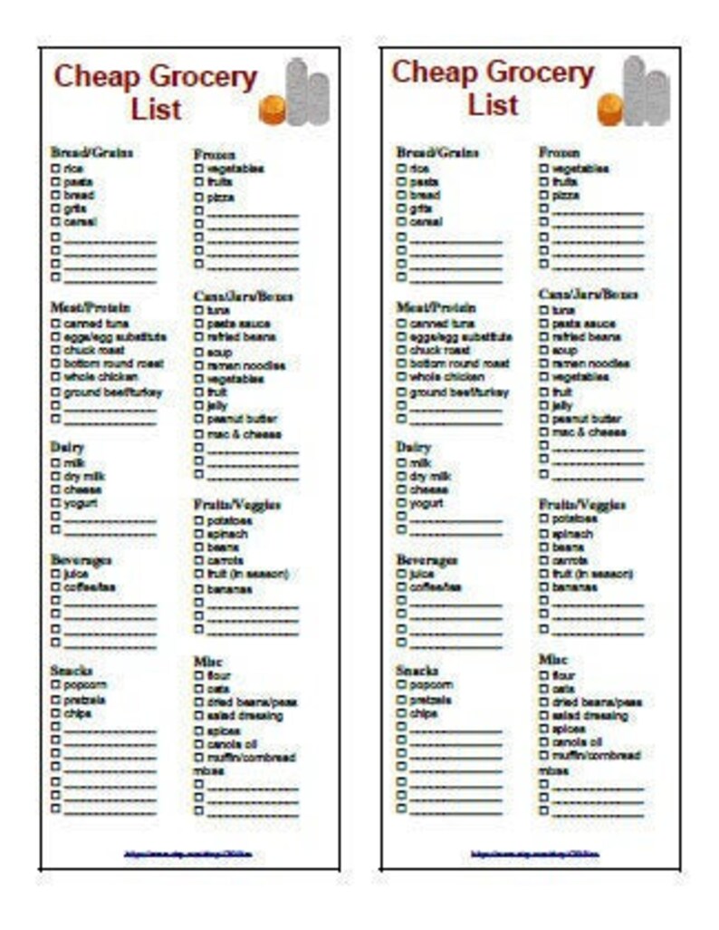 Cheap Grocery Shopping List Printable Instant Download 2in1 Etsy
