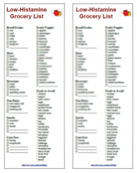 Free Printable Low Histamine Food List