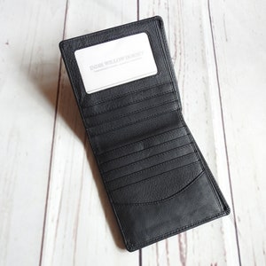 Cartera de cuero negra / Cartera plegable negra / Cartera de cuero negra tipo billetera / Cartera de cuero negra de bolsillo / Cartera de cuero negra de regalo