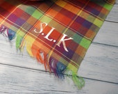 Personalised Rainbow Scarf, Pride Scarf, Personalised Tartan, Rainbow Pashmina, Rainbow Stole, Tartan Scarf