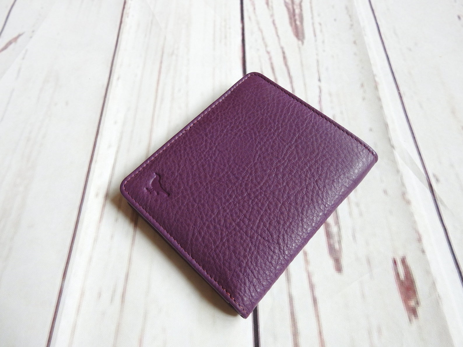 Purple Leather Billfold Wallet Purple Leather Wallet Purple Etsy