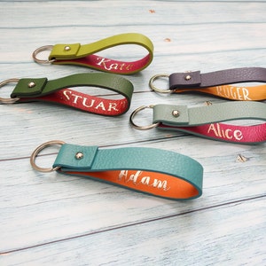 Personalised Real Leather Keyring | Personalised Unique Keyring | Leather Name Keyring | Colourful Key Ring | Leather Keychain