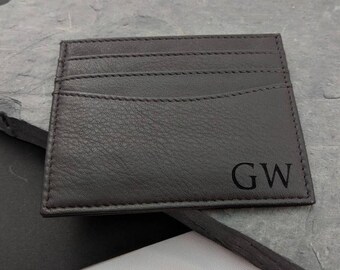 Personalised Leather Card Holder, Custom Leather Card Case, Bespoke Leather Card Case, Groomsmen Card Case, Monogrammed Card Case