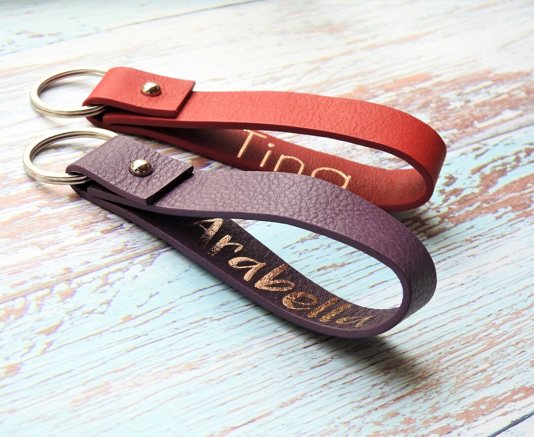 Personalized Leather Loop Key Rings, Secret Keyring, Bespoke Keyring - Etsy