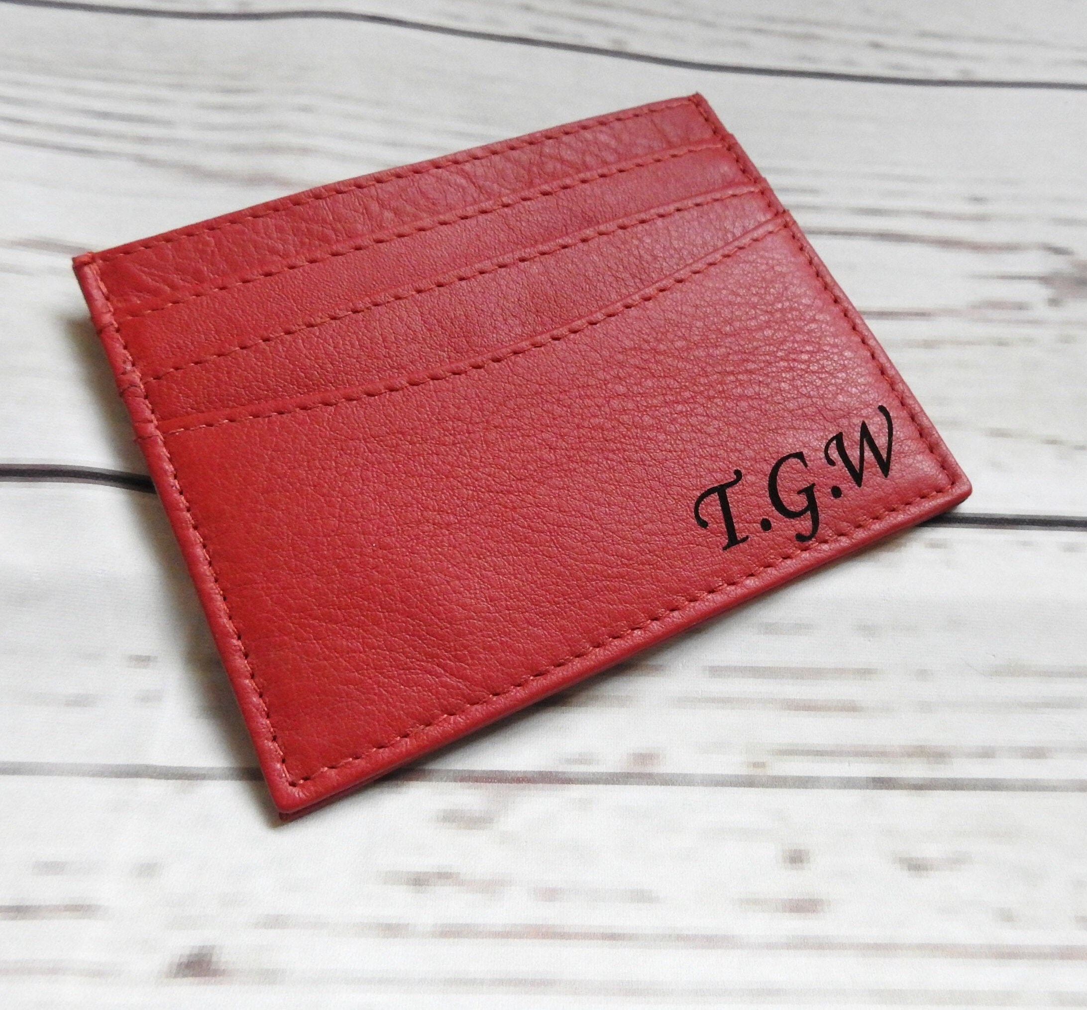 Personalised Leather Card Holder Custom Leather Card Case Etsy