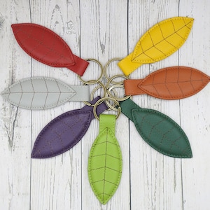 Leather Leaf Key Ring, Leaf Key Ring