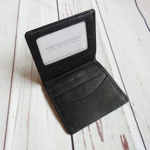 Cartera de cuero negra / Cartera negra plegable / Cartera compacta negra / Cartera pequeña de cuero negra / Cartera de bolsillo negra / Minicartera de cuero