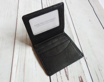 Cartera de piel de vacuno negra: Cartera compacta de bolsillo