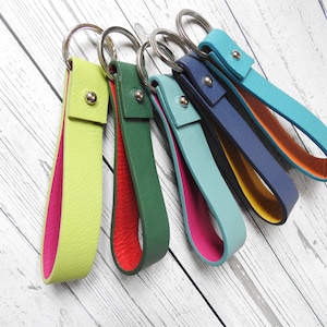 Handmade Leather Keyring, Leather Key Ring, Colourful Leather Key Chain, Leather Keyring, Color Keyring, Colour Keyring