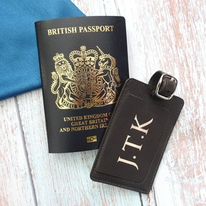 Personalised Leather Luggage Tag: Heat Foiled Monogram Gift